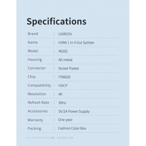 Сплітер Ugreen HDMI 1.4 to 4 x HDMI 4K 30Hz (40202) Black купити в Україні: Київ, Львів, Хмельницький, Тернопіль, Івано-Франківськ | Низька ціна, відгуки, характеристики від TELEMART фото