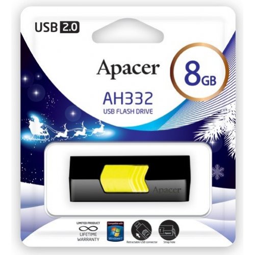Купить Накопитель Apacer AH332 8GB Yellow (AP8GAH332B-1) - цена в Харькове, Киеве, Днепре, Одессе
в интернет-магазине Telemart фото