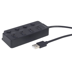 USB-хаб з вимикачами Gembird USB 2.0 4 in 1 (UHB-U2P4P-01) Black