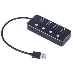 USB-хаб з вимикачами Gembird USB 3.0 4 in 1 (UHB-U3P4P-01) Black