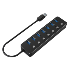 USB-хаб c выключателями Gembird USB 7.0 4 in 1 (UHB-U3P7P-01) Black