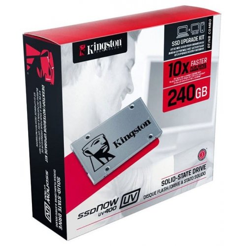 Продати SSD-диск Kingston SSDNow UV400 240GB 2.5" + Upgrade Kit (SUV400S3B7A/240G) за Trade-In у інтернет-магазині Телемарт - Київ, Дніпро, Україна фото
