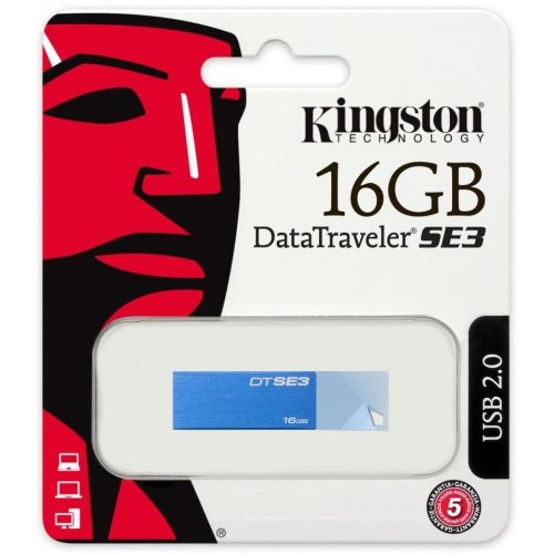 Купить Накопитель Kingston DT SE3 16GB Blue (KC-U6816-4C1B) - цена в Харькове, Киеве, Днепре, Одессе
в интернет-магазине Telemart фото