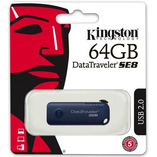 Купити Накопичувач Kingston DT SE8 64GB Blue (DTSE8/64GB) - ціна в Києві, Львові, Вінниці, Хмельницькому, Франківську, Україні | інтернет-магазин TELEMART.UA фото