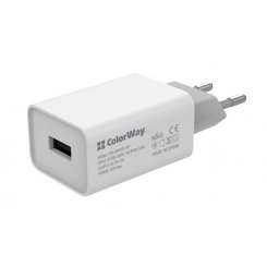 Мережевий зарядний пристрій ColorWay USB 10W (CW-CHS012-WT) White