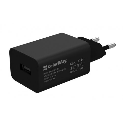 Купить Сетевое зарядное устройство ColorWay USB 10W (CW-CHS012-BK) Black - цена в Харькове, Киеве, Днепре, Одессе
в интернет-магазине Telemart фото