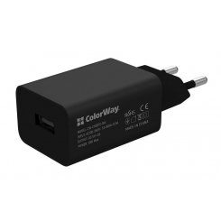 Мережевий зарядний пристрій ColorWay USB 10W + Cable Lightning (CW-CHS012CL-BK) Black