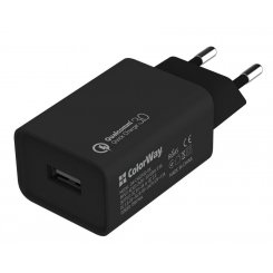 Мережевий зарядний пристрій ColorWay USB 18W + Cable Lightning (CW-CHS013QCL-BK) Black
