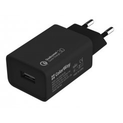 Фото Сетевое зарядное устройство ColorWay USB 18W + Cable microUSB (CW-CHS013QCM-BK) Black