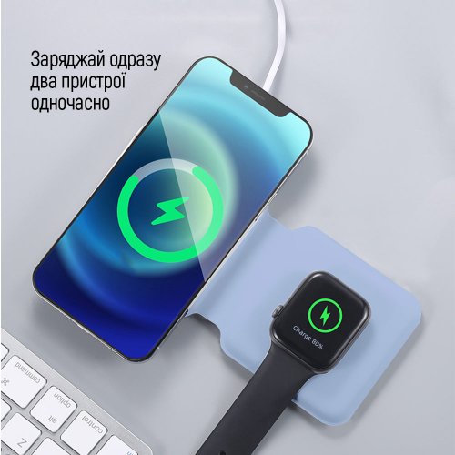 Купить Беспроводное зарядное устройство ColorWay MagSafe Duo Charger 15W for iPhone (CW-CHW32Q-BL) Blue - цена в Харькове, Киеве, Днепре, Одессе
в интернет-магазине Telemart фото