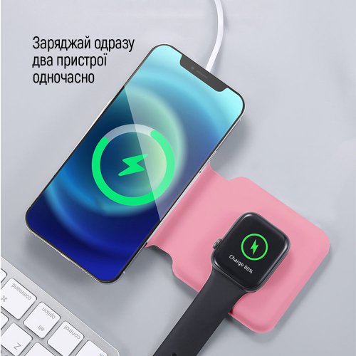 Купить Беспроводное зарядное устройство ColorWay MagSafe Duo Charger 15W for iPhone (CW-CHW32Q-P) Pink - цена в Харькове, Киеве, Днепре, Одессе
в интернет-магазине Telemart фото