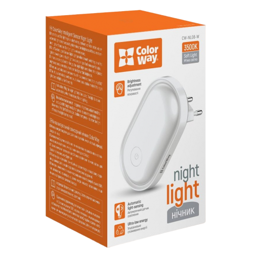 Купити Світлодіодний світильник ColorWay Nightlight (CW-NL08-W) White - ціна в Києві, Львові, Вінниці, Хмельницькому, Франківську, Україні | інтернет-магазин TELEMART.UA фото