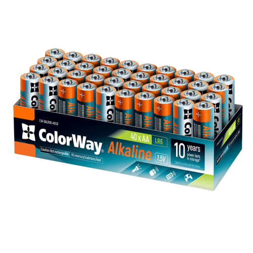 Купить Батарейки ColorWay AA Alkaline Power 40шт (CW-BALR06-40CB) - цена в Харькове, Киеве, Днепре, Одессе
в интернет-магазине Telemart фото