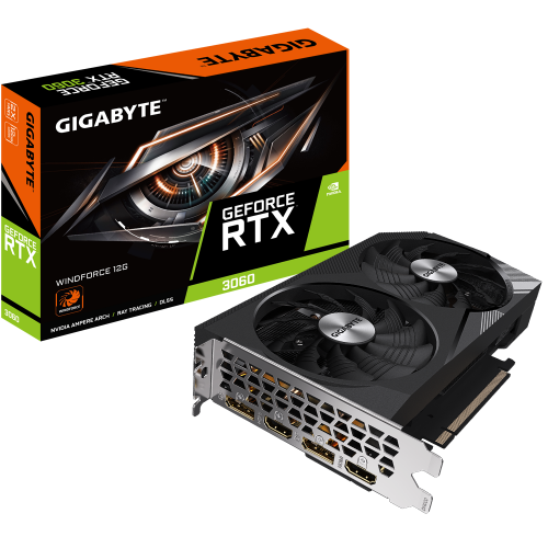 Photo Video Graphic Card Gigabyte GeForce RTX 3060 WINDFORCE 12288MB (GV-N3060WF2-12GD)