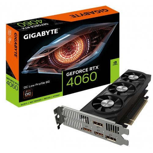 Photo Video Graphic Card Gigabyte GeForce RTX 4060 Low Profile OC 8192MB (GV-N4060OC-8GL)
