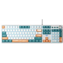 Клавиатура AULA F2088 PRO Mechanical KRGD blue plus 9 Orange keys (6948391234908) White/Blue