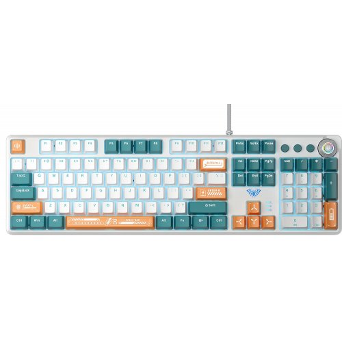 Photo Keyboard AULA F2088 PRO Mechanical KRGD blue plus 9 Orange keys (6948391234908) White/Blue