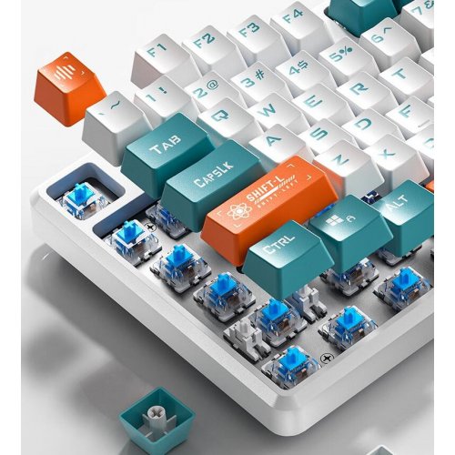 Фото Клавіатура AULA F2088 PRO Mechanical KRGD blue plus 9 Orange keys (6948391234908) White/Blue