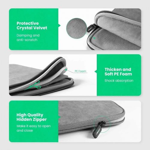 Чехол Ugreen 13.3" LP187 (60985) Grey купить в Украине: Киев, Днепр, Харьков, Одесса  | Низкая цена, отзывы, характеристики от TELEMART фото