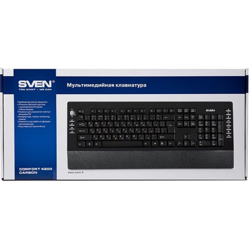 Купить Клавиатура SVEN Comfort 4200 USB Сarbon - цена в Харькове, Киеве, Днепре, Одессе
в интернет-магазине Telemart фото
