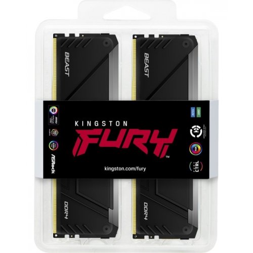 Фото ОЗУ Kingston DDR4 16GB (2x8GB) 3200Mhz FURY Beast RGB Black (KF432C16BB2AK2/16)