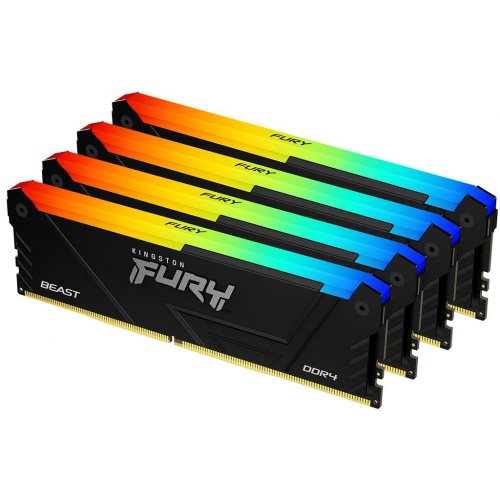 Продати ОЗП Kingston DDR4 128GB (4x32GB) 3200Mhz FURY Beast RGB Black (KF432C16BB2AK4/128) за Trade-In у інтернет-магазині Телемарт - Київ, Дніпро, Україна фото