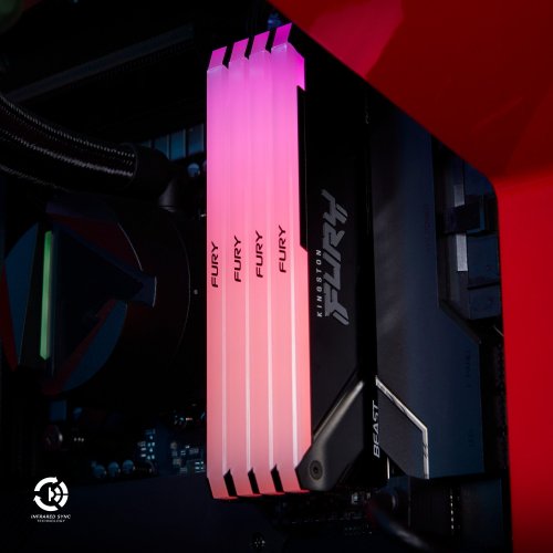 Продати ОЗП Kingston DDR4 128GB (4x32GB) 3200Mhz FURY Beast RGB Black (KF432C16BB2AK4/128) за Trade-In у інтернет-магазині Телемарт - Київ, Дніпро, Україна фото