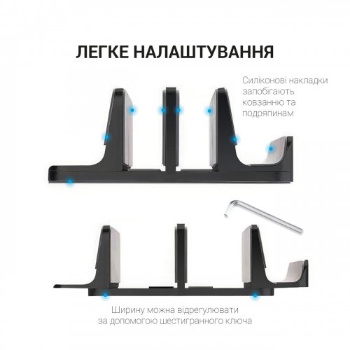Вертикальная подставка под ноутбук OfficePro LS730 Black купить в Украине: Киев, Днепр, Харьков, Одесса  | Низкая цена, отзывы, характеристики от TELEMART фото