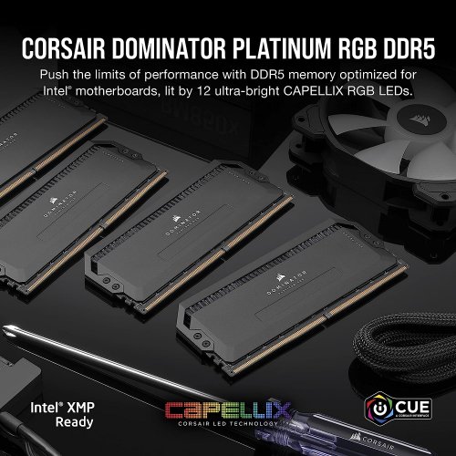 Photo RAM Corsair DDR5 64GB (2x32GB) 6000Mhz Dominator Platinum RGB Black (CMT64GX5M2B6000C40)