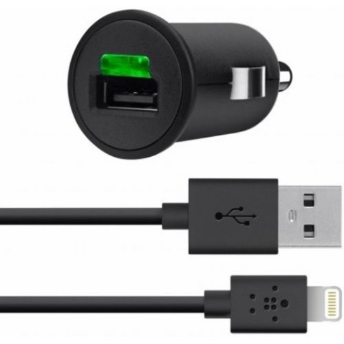 Автомобільний зарядний пристрій Belkin USB Car Charger Lightning 2.1A 10V (F8J090bt04-BLK) Black купити в Україні: Київ, Львів, Хмельницький, Тернопіль, Івано-Франківськ | Низька ціна, відгуки, характеристики від TELEMART фото