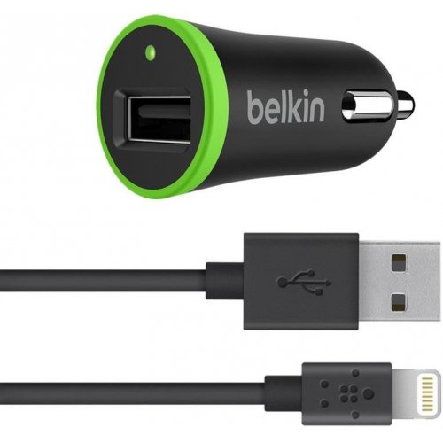 Автомобільний зарядний пристрій Belkin Car Charger Lightning 2.1A (F8J027vf04-BLK) Black купити в Україні: Київ, Львів, Хмельницький, Тернопіль, Івано-Франківськ | Низька ціна, відгуки, характеристики від TELEMART фото