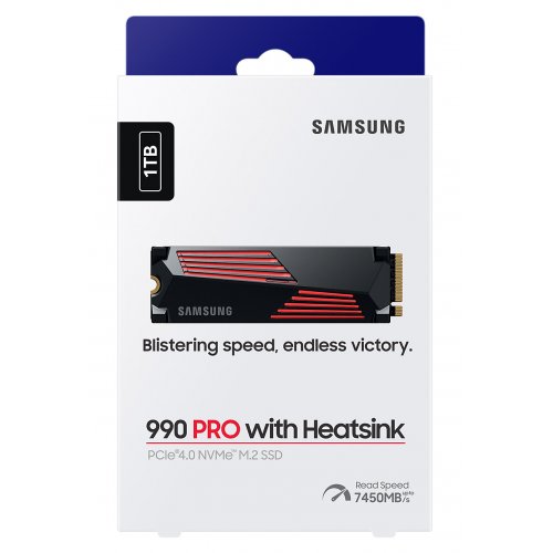 Photo SSD Drive Samsung 990 PRO V-NAND 3-bit MLC 1TB with Heatsink M.2 (2280 PCI-E) NVMe 2.0 (MZ-V9P1T0GW)