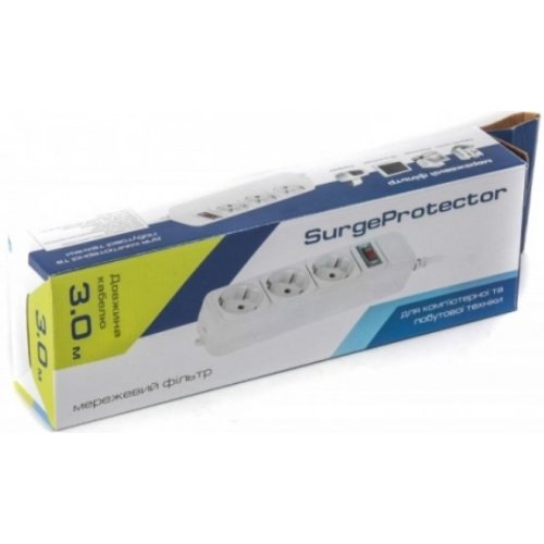 Мережевий фільтр Surge Protector 3м 3 розетки (SP3-G-10W) White купити в Україні: Київ, Львів, Хмельницький, Тернопіль, Івано-Франківськ | Низька ціна, відгуки, характеристики від TELEMART фото
