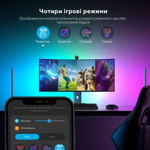 Купити Набір адаптивного підсвічування Govee H604A DreamView G1 Pro Gaming Light RGB (B604A311) Grey - ціна в Києві, Львові, Вінниці, Хмельницькому, Франківську, Україні | інтернет-магазин TELEMART.UA фото