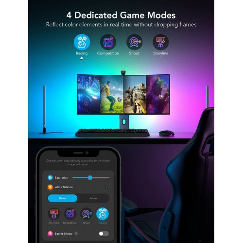 Купити Набір адаптивного підсвічування Govee H604A DreamView G1 Pro Gaming Light RGB (B604A311) Grey - ціна в Києві, Львові, Вінниці, Хмельницькому, Франківську, Україні | інтернет-магазин TELEMART.UA фото