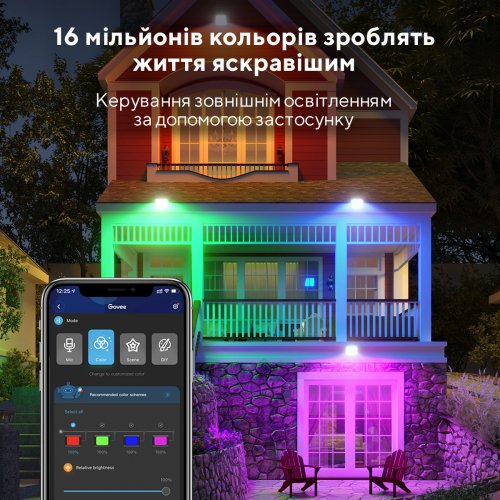 Купить Набор настенных светильников Govee H7060 RGBICWW LED Smart Flood Lights (H7060311) Black - цена в Харькове, Киеве, Днепре, Одессе
в интернет-магазине Telemart фото