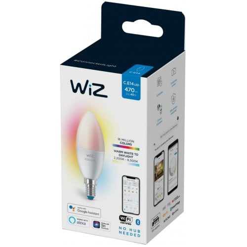 Купити Розумна лампа WiZ E14 4.9W (40W 806Lm) C37 2200-6500K RGB Wi-Fi (929002448802) - ціна в Києві, Львові, Вінниці, Хмельницькому, Франківську, Україні | інтернет-магазин TELEMART.UA фото