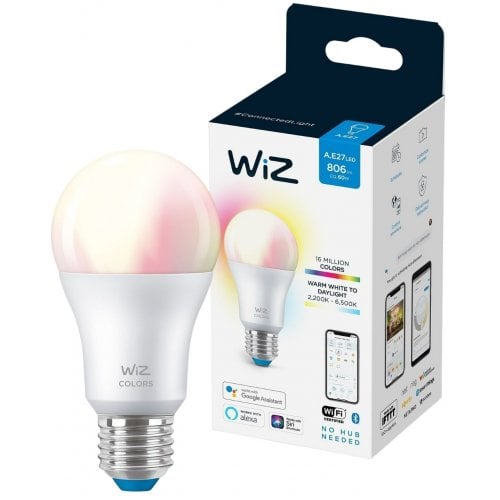 Купити Розумна лампа WiZ E27 8W (60W 806Lm) A60 2200-6500K RGB Wi-Fi (929002383602) - ціна в Києві, Львові, Вінниці, Хмельницькому, Франківську, Україні | інтернет-магазин TELEMART.UA фото