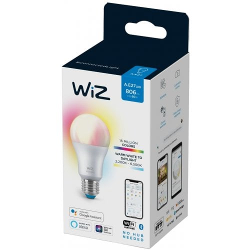 Купить Умная лампа WiZ E27 8W (60W 806Lm) A60 2200-6500K RGB Wi-Fi (929002383602) - цена в Харькове, Киеве, Днепре, Одессе
в интернет-магазине Telemart фото