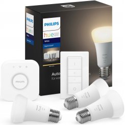 Стартовый комплект Philips Hue White Bridge + Dimmer + лампа E27 White 3pcs (929001821620)