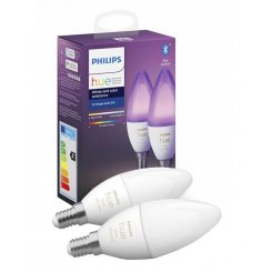 Умная диммируемая лампа Philips Hue E14 5.3W (40W) 2000K-6500K RGB ZigBee Bluetooth 2pcs (929002294210)