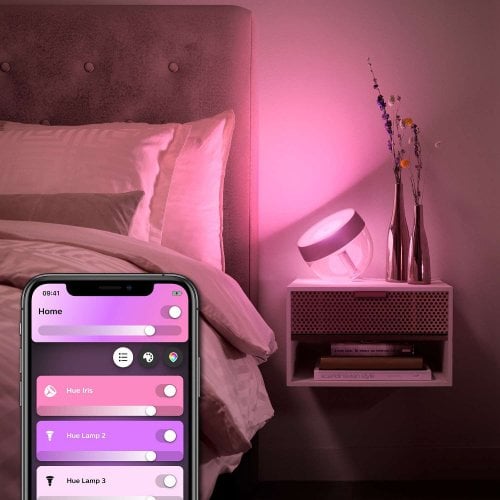 Купити Розумний настільний світильник з димером Philips Hue Iris 2000K-6500K RGB ZigBee Bluetooth (929002376301) Pink - ціна в Києві, Львові, Вінниці, Хмельницькому, Франківську, Україні | інтернет-магазин TELEMART.UA фото