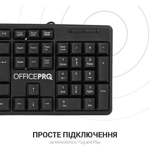 Клавиатура OfficePro SK166 USB Black купить в Украине: Киев, Днепр, Харьков, Одесса  | Низкая цена, отзывы, характеристики от TELEMART фото