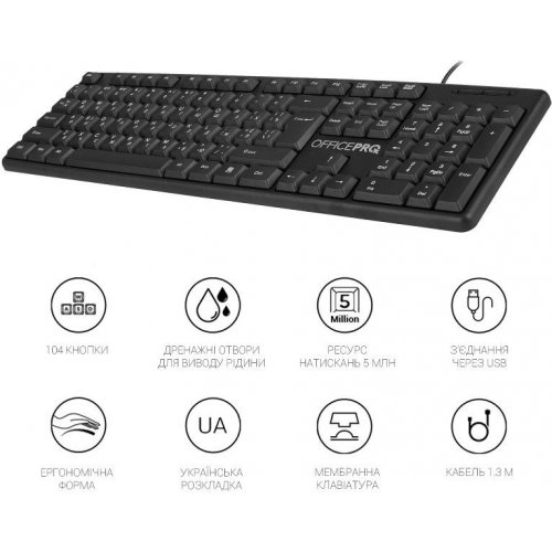 Клавиатура OfficePro SK166 USB Black купить в Украине: Киев, Днепр, Харьков, Одесса  | Низкая цена, отзывы, характеристики от TELEMART фото