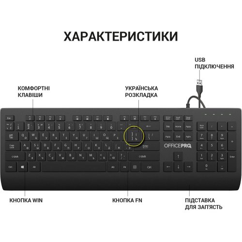 Photo Keyboard OfficePro SK360 USB Black