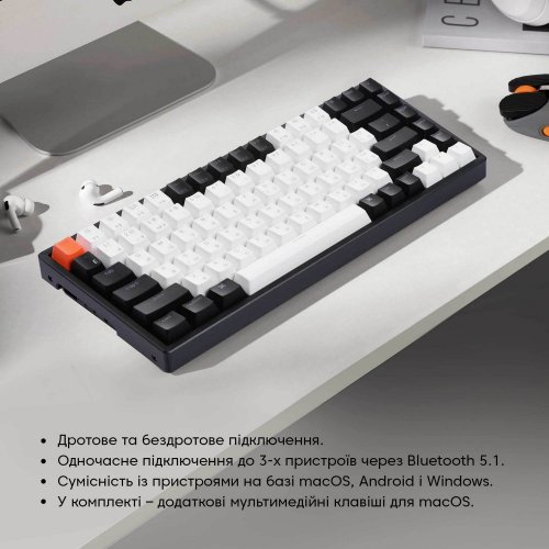 Клавіатура Keychron K2 84 Key RGB Gateron G PRO Blue (K2B2_KEYCHRON) Black купити в Україні: Київ, Львів, Хмельницький, Тернопіль, Івано-Франківськ | Низька ціна, відгуки, характеристики від TELEMART фото