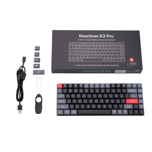 Клавіатура Keychron K3 PRO 84 Key QMK RGB Gateron Brown (K3PB3_KEYCHRON) Black купити в Україні: Київ, Львів, Хмельницький, Тернопіль, Івано-Франківськ | Низька ціна, відгуки, характеристики від TELEMART фото
