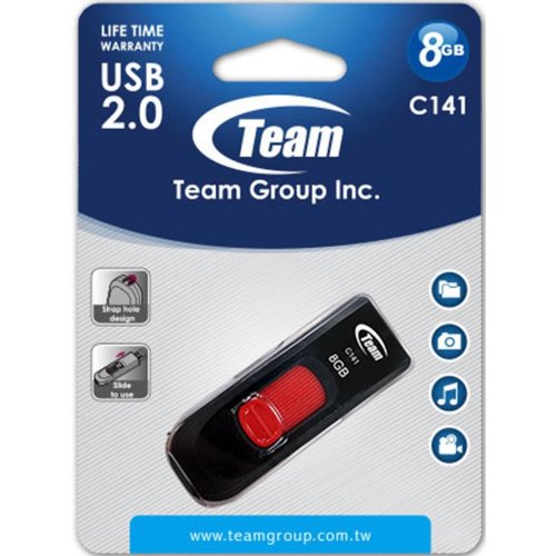 Купить Накопитель Team C141 USB 2.0 8Gb Red (TC1418GR01) - цена в Харькове, Киеве, Днепре, Одессе
в интернет-магазине Telemart фото
