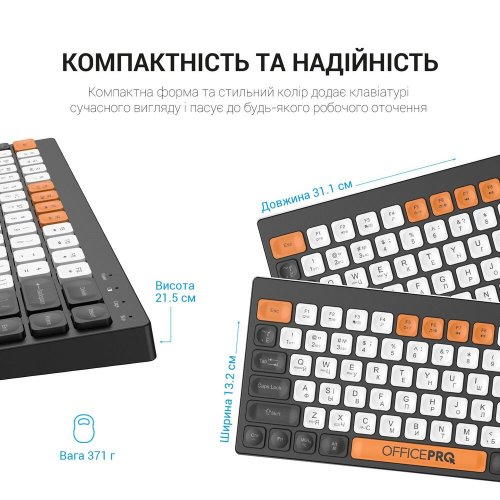 Купити Клавіатура OfficePro SK955 Wireless Black - ціна в Києві, Львові, Вінниці, Хмельницькому, Франківську, Україні | інтернет-магазин TELEMART.UA фото