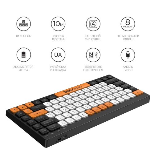 Купити Клавіатура OfficePro SK955 Wireless Black - ціна в Києві, Львові, Вінниці, Хмельницькому, Франківську, Україні | інтернет-магазин TELEMART.UA фото